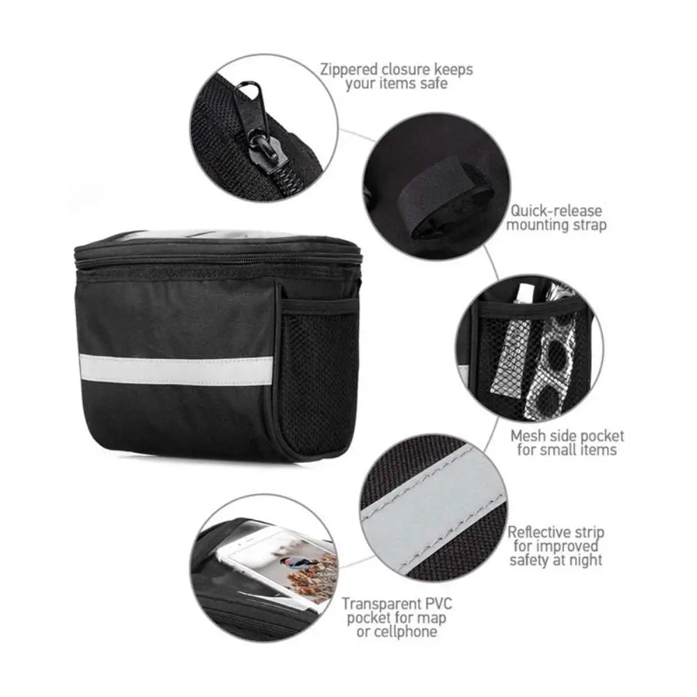 Fahrrad Lenkertasche mit reflektierendem Streifen – clever-campen Ansicht 3