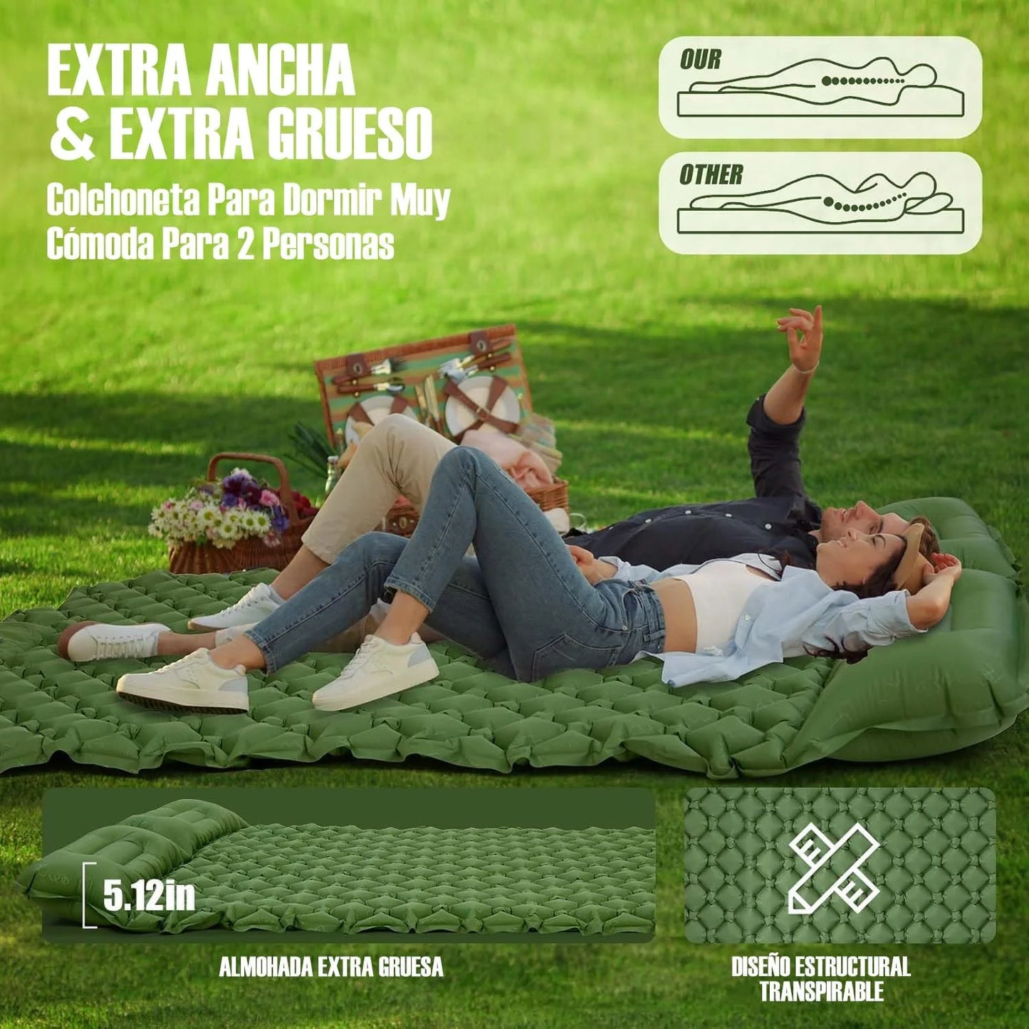 Doppel Isomatte aufblasbar für Camping & Outdoor – clever-campen Ansicht 3