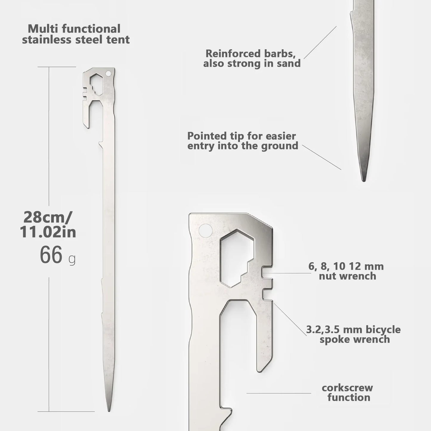 Zeltzubehör: 28cm Edelstahl Zeltpflöcke für Camping – clever-campen Ansicht 4
