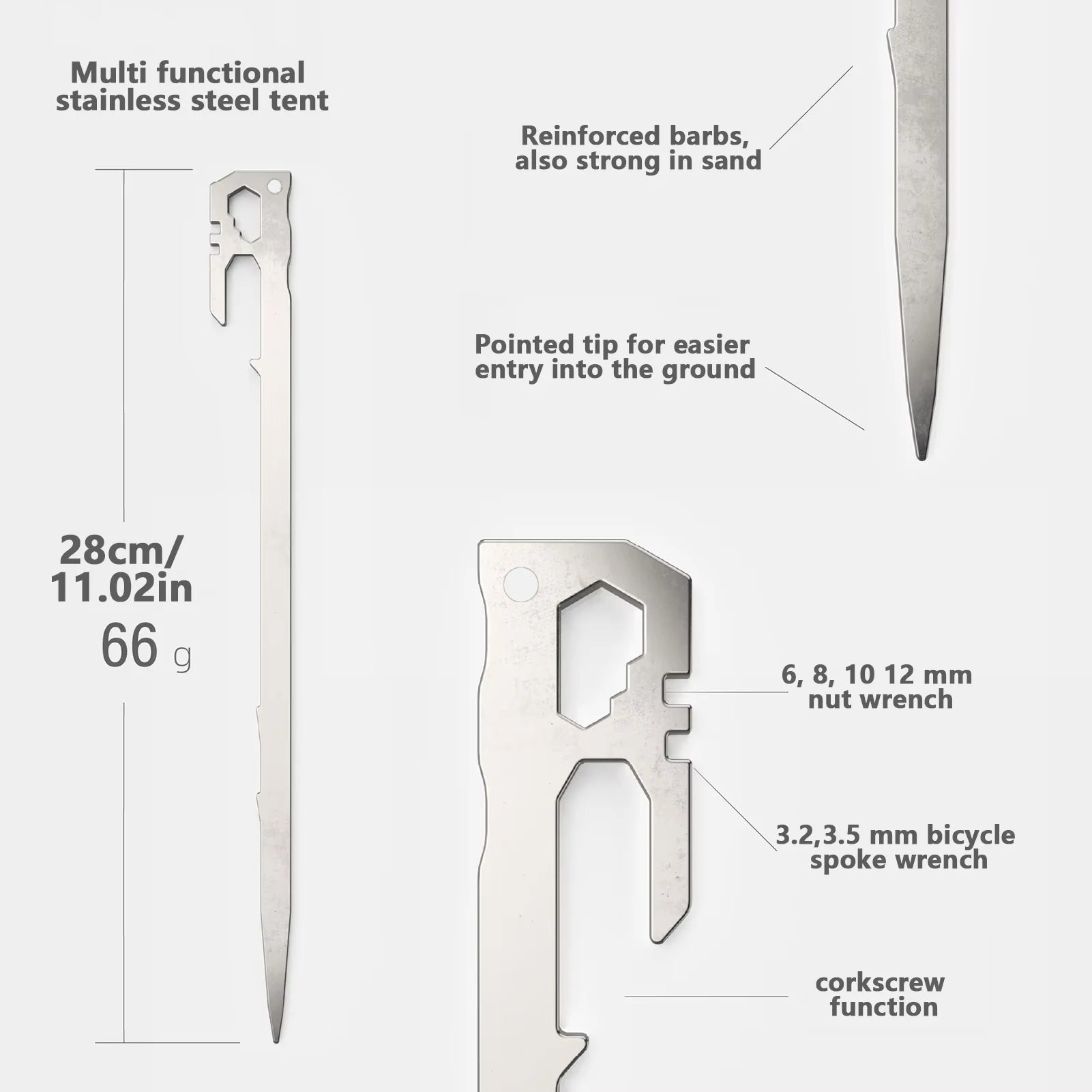 Zeltzubehör: 28cm Edelstahl Zeltpflöcke für Camping – clever-campen Ansicht 4