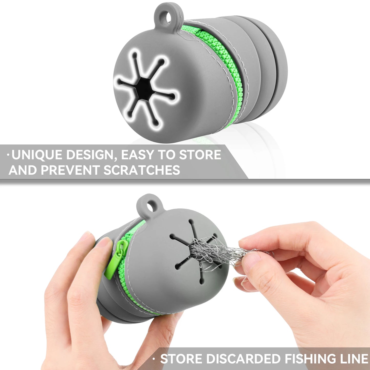 Faltbare Silikon Angelbox mit Reissverschluss und Karabiner – clever-campen Ansicht 3
