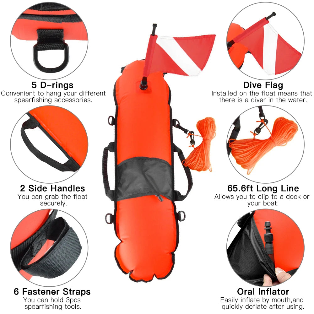 Aufblasbare Sicherheitsboje mit Tauchflagge für Angler – clever-campen Ansicht 4