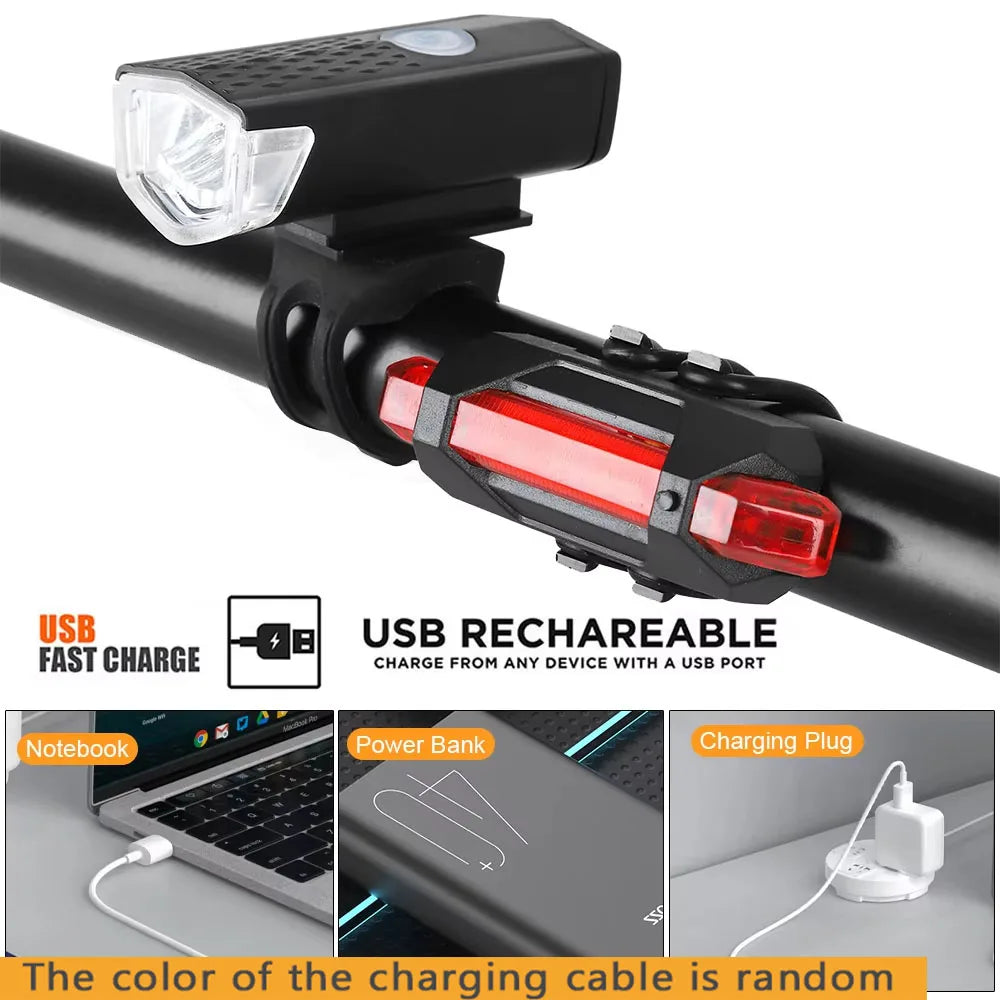 USB Wiederaufladbares Fahrradlicht Set mit Front – clever-campen Ansicht 5