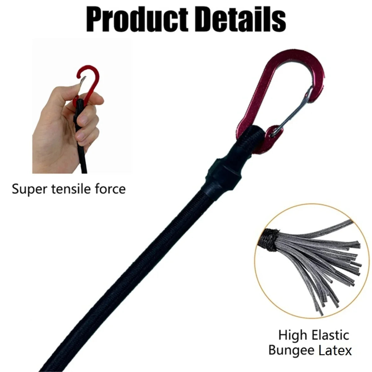 Schwere Bungee-Seil mit Karabinerhaken – clever-campen Ansicht 4