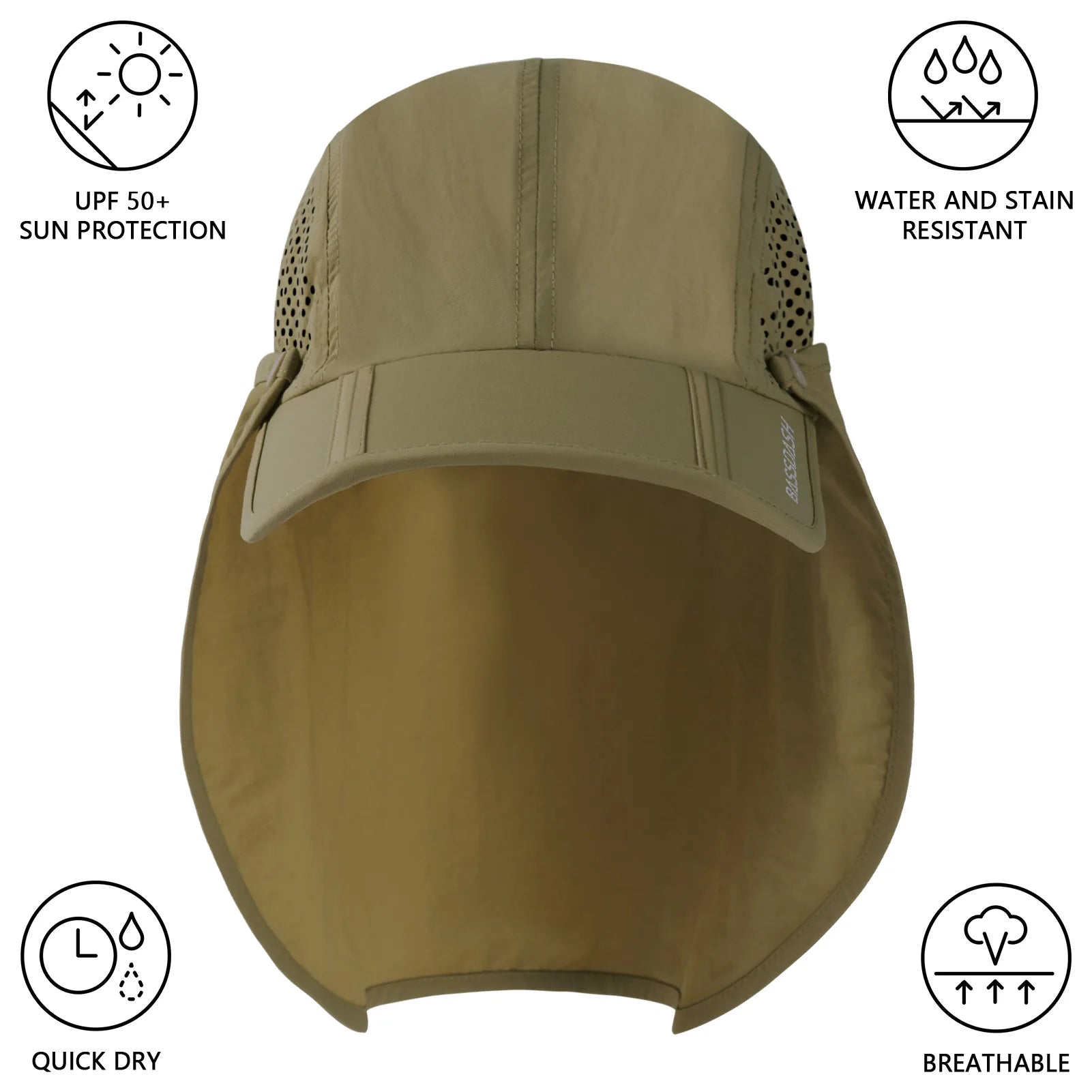 BASSDASH UPF 50+ Faltbare Angelmütze mit Nackenflügel – clever-campen Ansicht 3