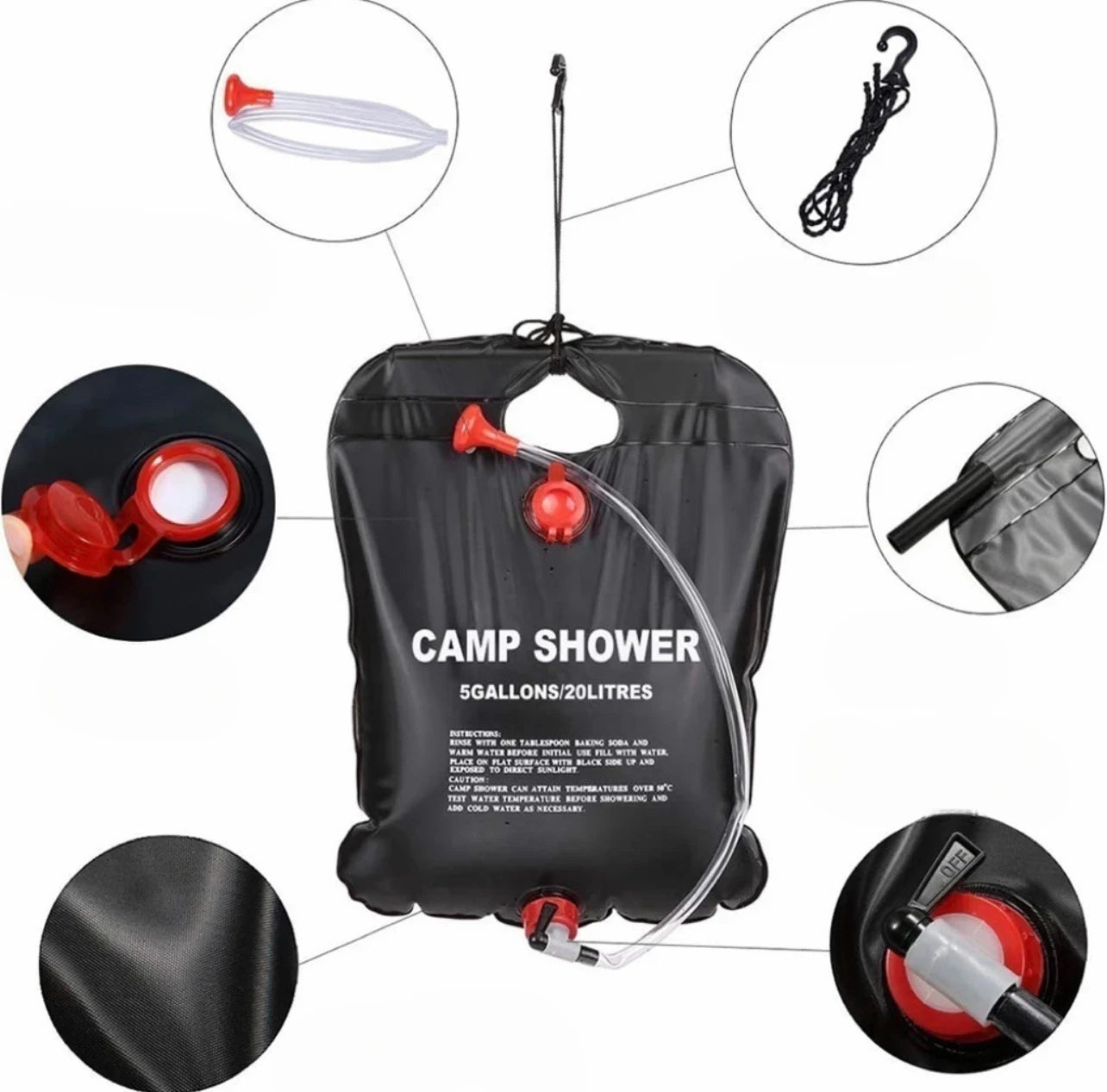 Faltbare Solar-Dusche 20/40L für Camping und Outdoor – clever-campen Ansicht 4