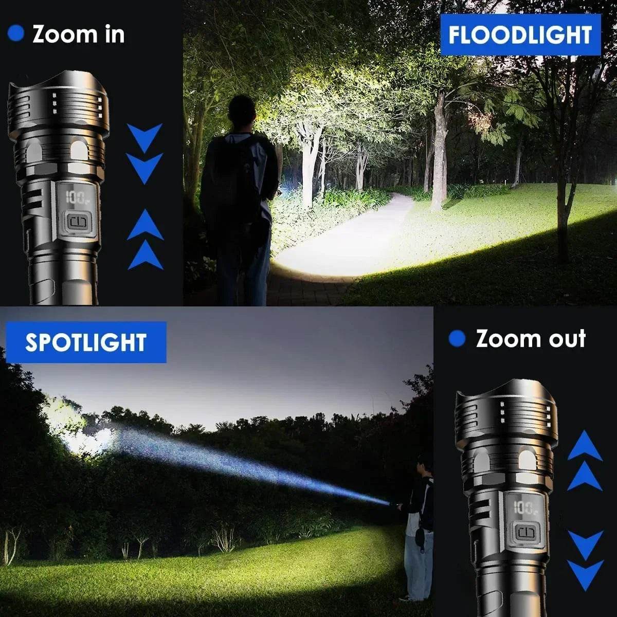 Hochleistungs LED Taschenlampe - USB wiederaufladbar 1000LM – clever-campen Ansicht 3