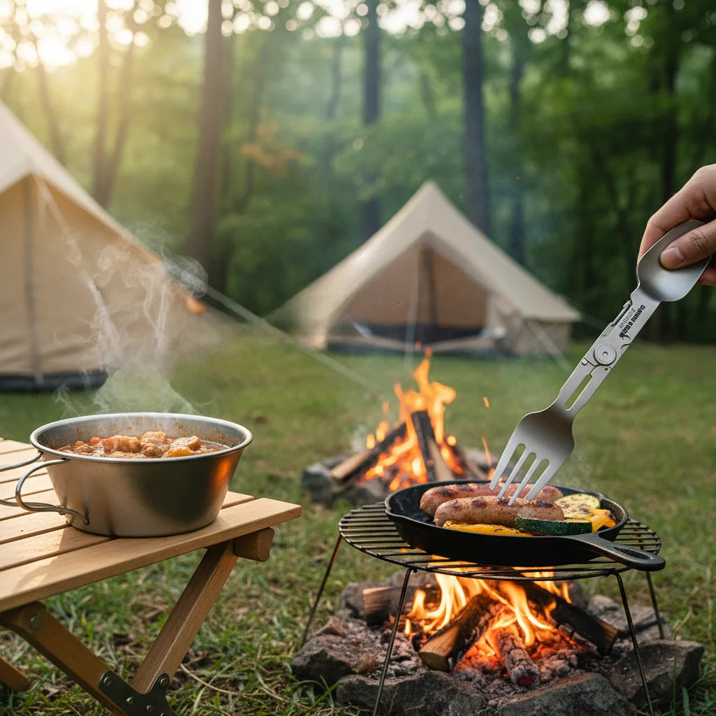 Titanium Klappbesteck für Camping – Leicht und langlebig – clever-campen Ansicht 3