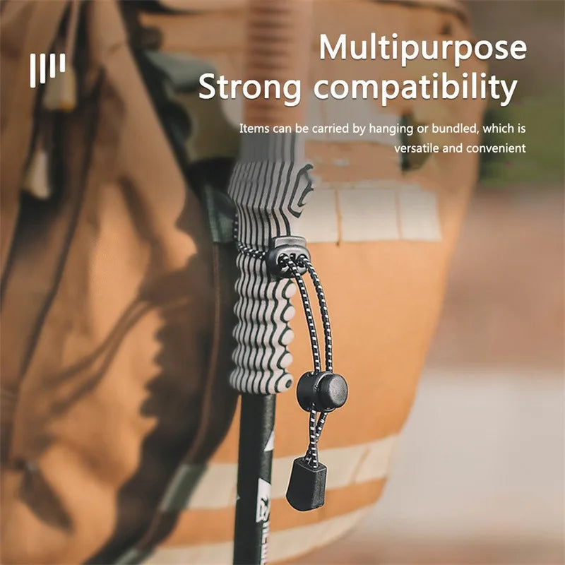 Verstellbare Elastikseile für Rucksack und Trekkingstöcke – clever-campen Ansicht 3