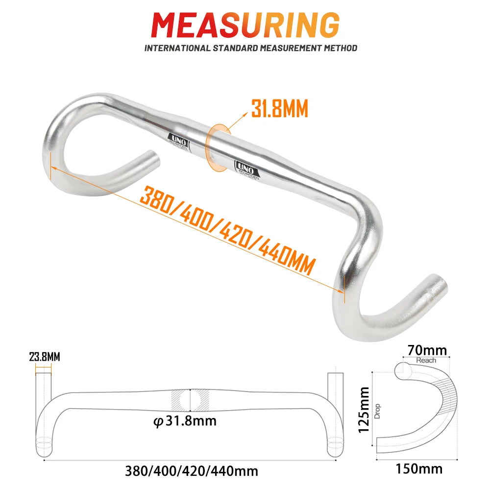 UNO UltraLight Rennradlenker 25.4/31.8MM 360-460MM Aluminium – clever-campen Ansicht 2