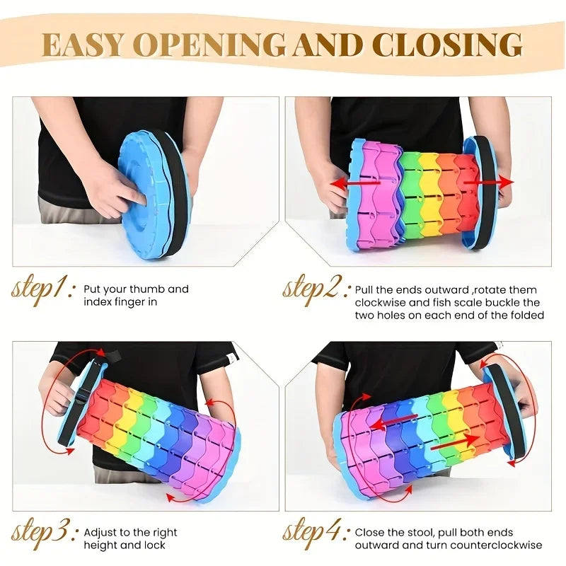 Multifunktionaler Faltstuhl in Regenbogenfarben – clever-campen Ansicht 5