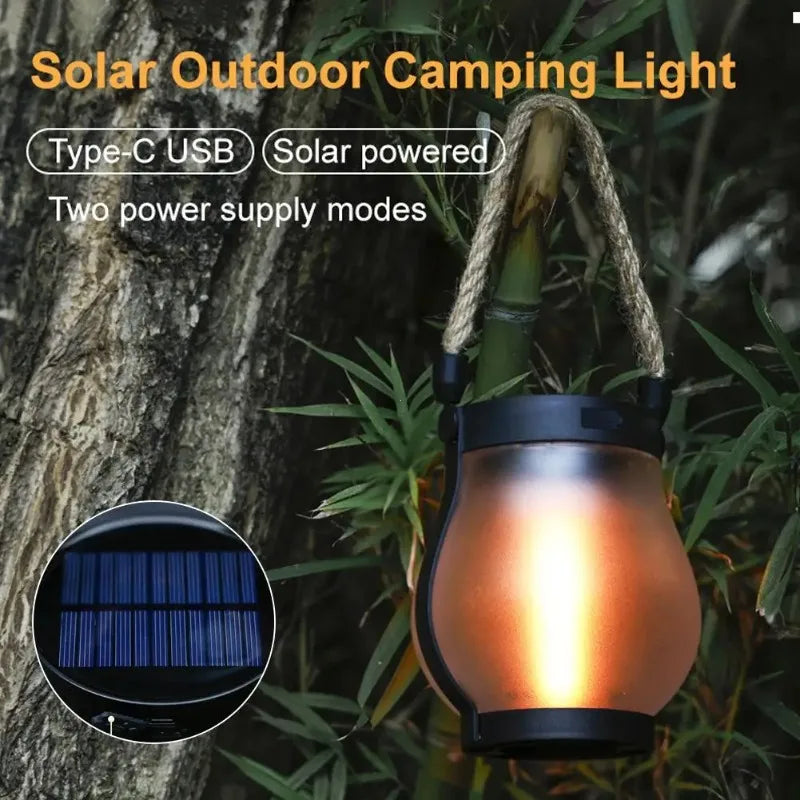 Solarbetriebene Campinglaterne mit Flammeneffekt – clever-campen Ansicht 4