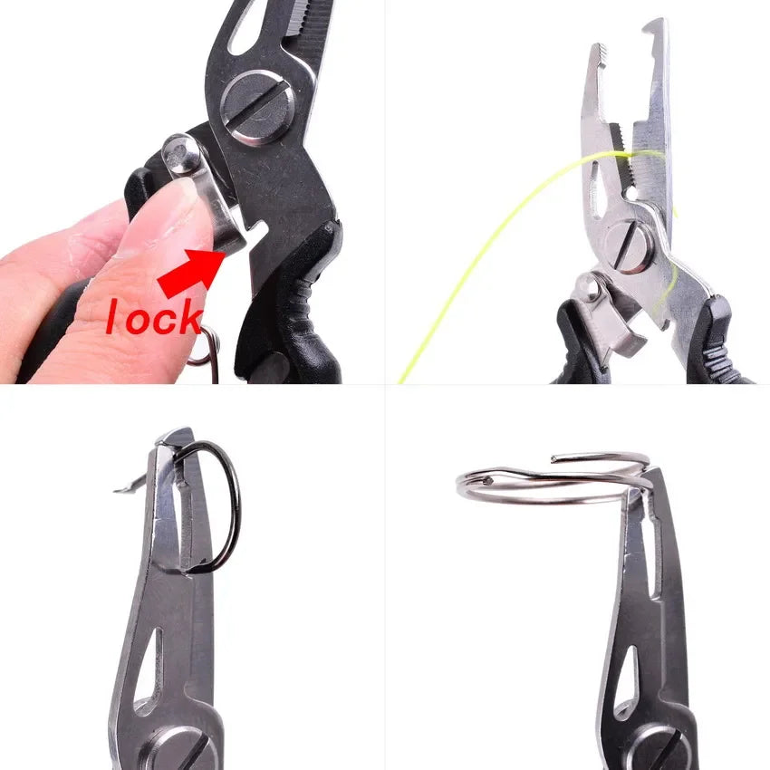 Multifunktionale Angelzange mit Karabiner und Sicherungsband – clever-campen Ansicht 2