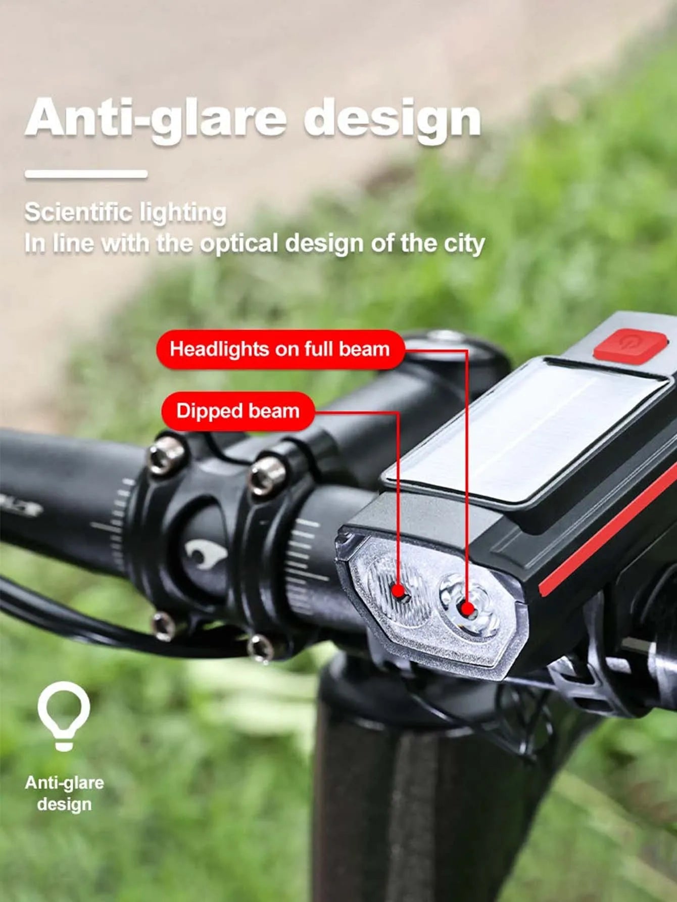 Solar Fahrradlicht mit Horn 120dB und USB-C Aufladung – clever-campen Ansicht 3