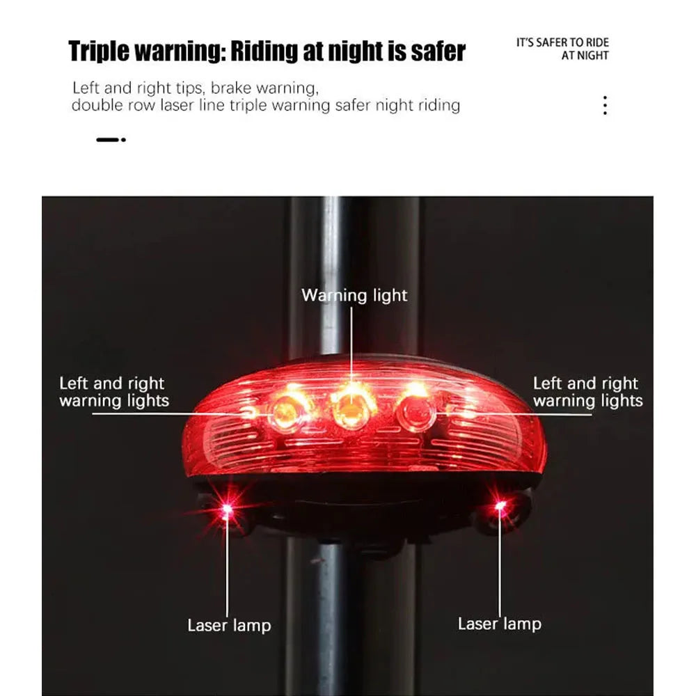 5 LED Fahrrad Rücklicht mit Laser für Sicherheit – clever-campen Ansicht 4