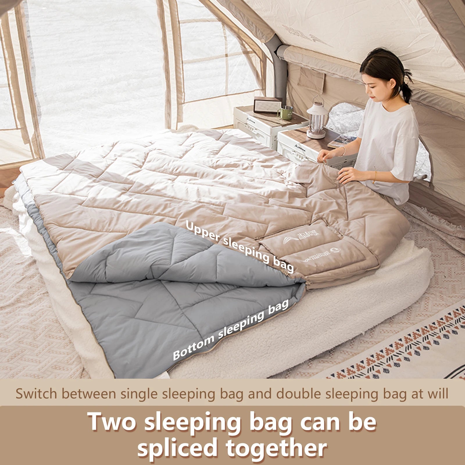 BISINNA Camping Schlafsack mit Kissen und Decke für Outdoor – clever-campen Ansicht 3