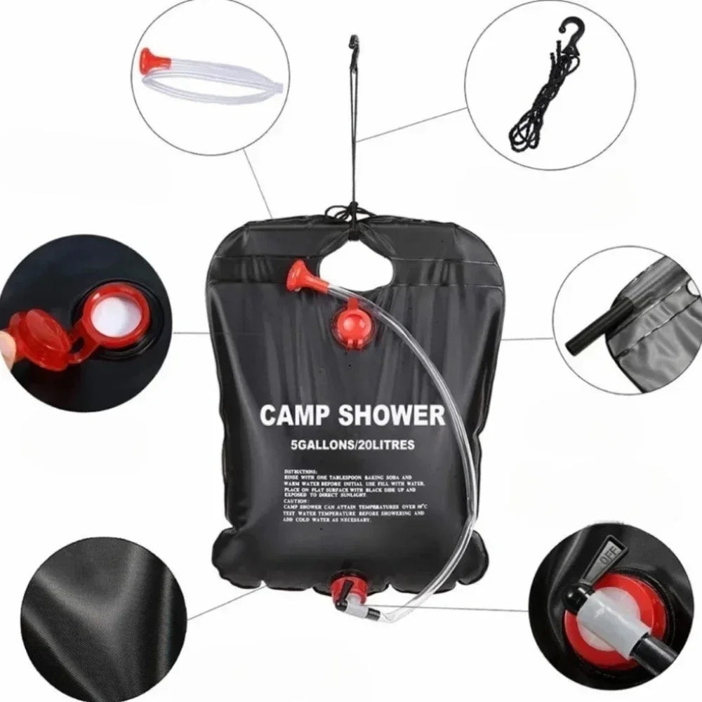 Grossfassung 20L Outdoor-Duschenbeutel mit Solar-Heizung – clever-campen Ansicht 5