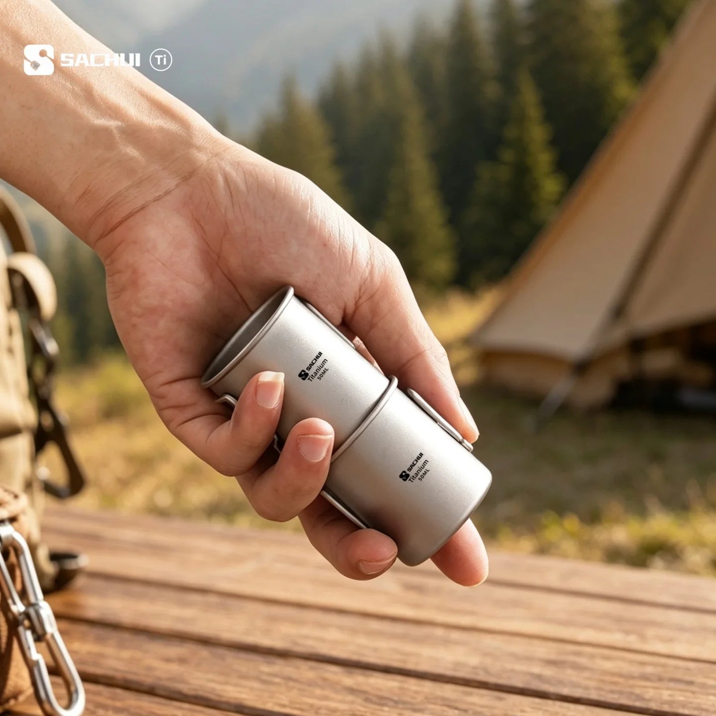 50ml Titan Campingbecher mit klappbarem Griff – clever-campen Ansicht 4
