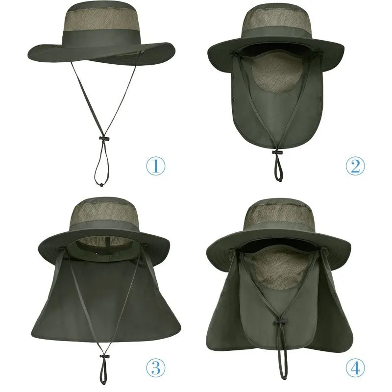 Outdoor Sonnenhut mit abnehmbarem Gesichtsschutz für Angler – clever-campen Ansicht 5