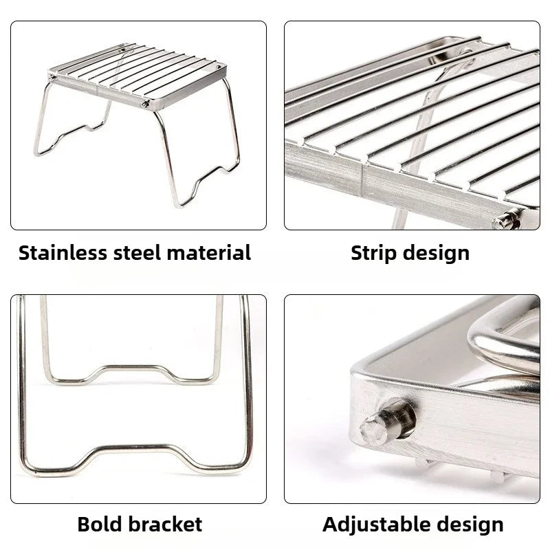 Faltbarer Edelstahl Campingkocher Halter BBQ Grill Rack – clever-campen Ansicht 5