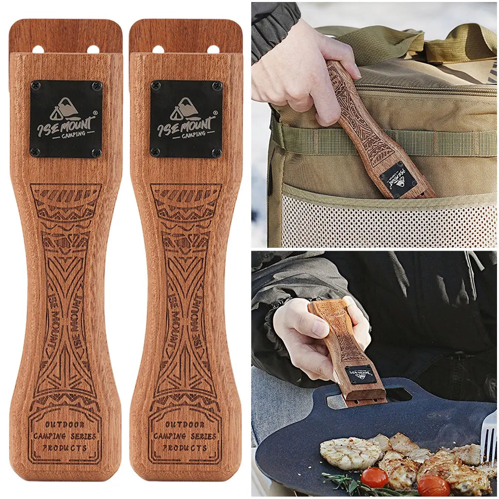 Verstellbarer Grillpfannen-Hebel mit Holzgriff – clever-campen Ansicht 4