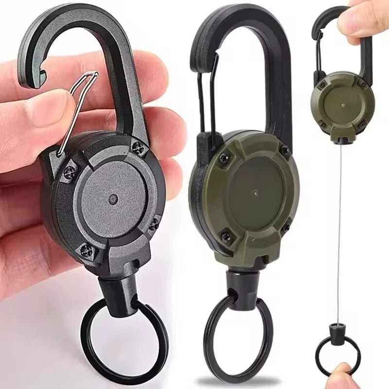Robuster Retractable Karabiner mit Stahlseil – clever-campen Ansicht 3