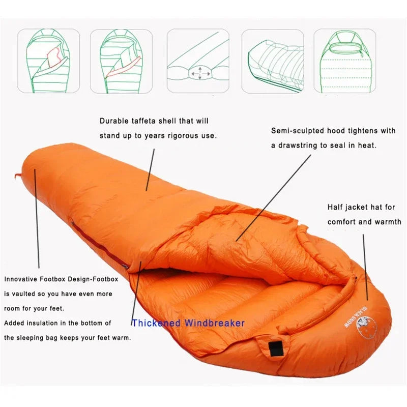 Wärmer Schlafsack aus Gänsedaunen für Winter-Camping – clever-campen Ansicht 4