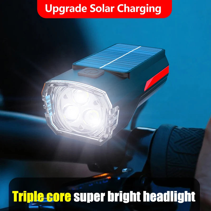 Solarbetriebene Fahrrad-Frontlampe mit 3 LEDs – clever-campen Ansicht 2