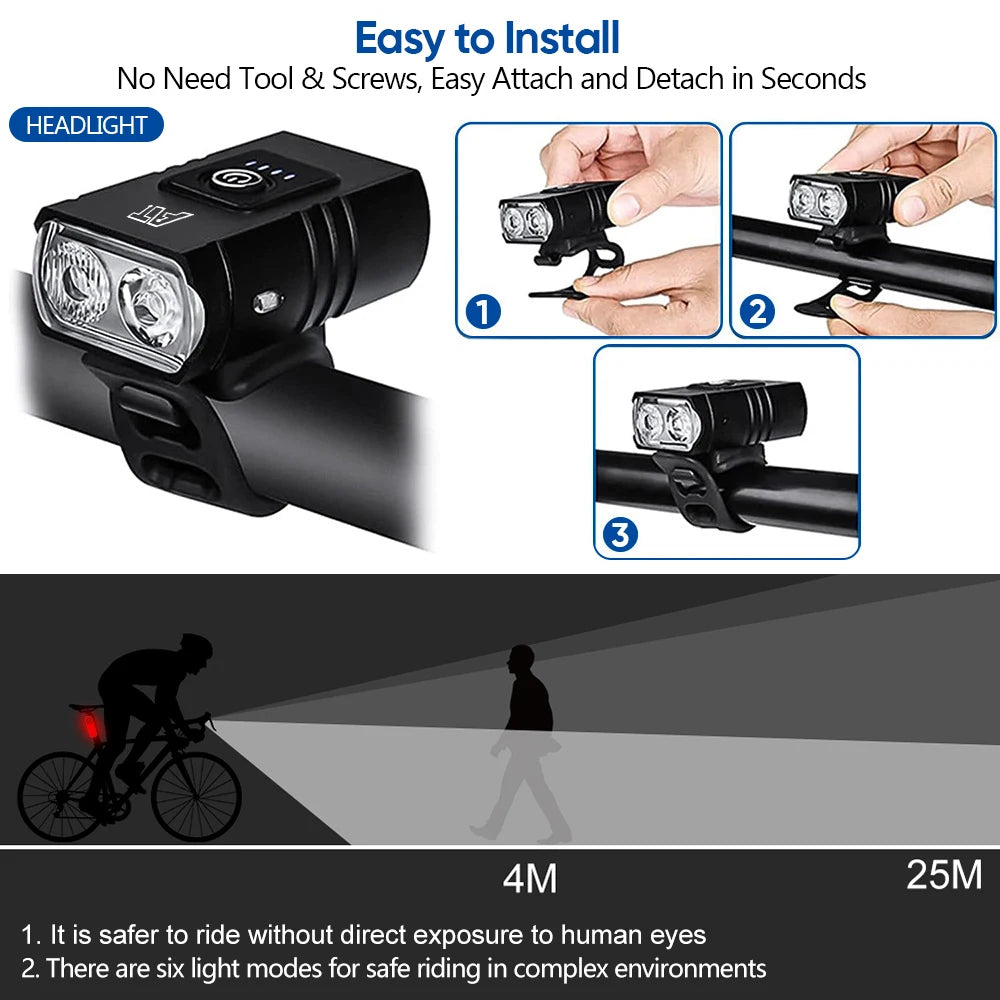 T6 LED Fahrradlampe Typ-C wiederaufladbar wasserdicht – clever-campen Ansicht 6