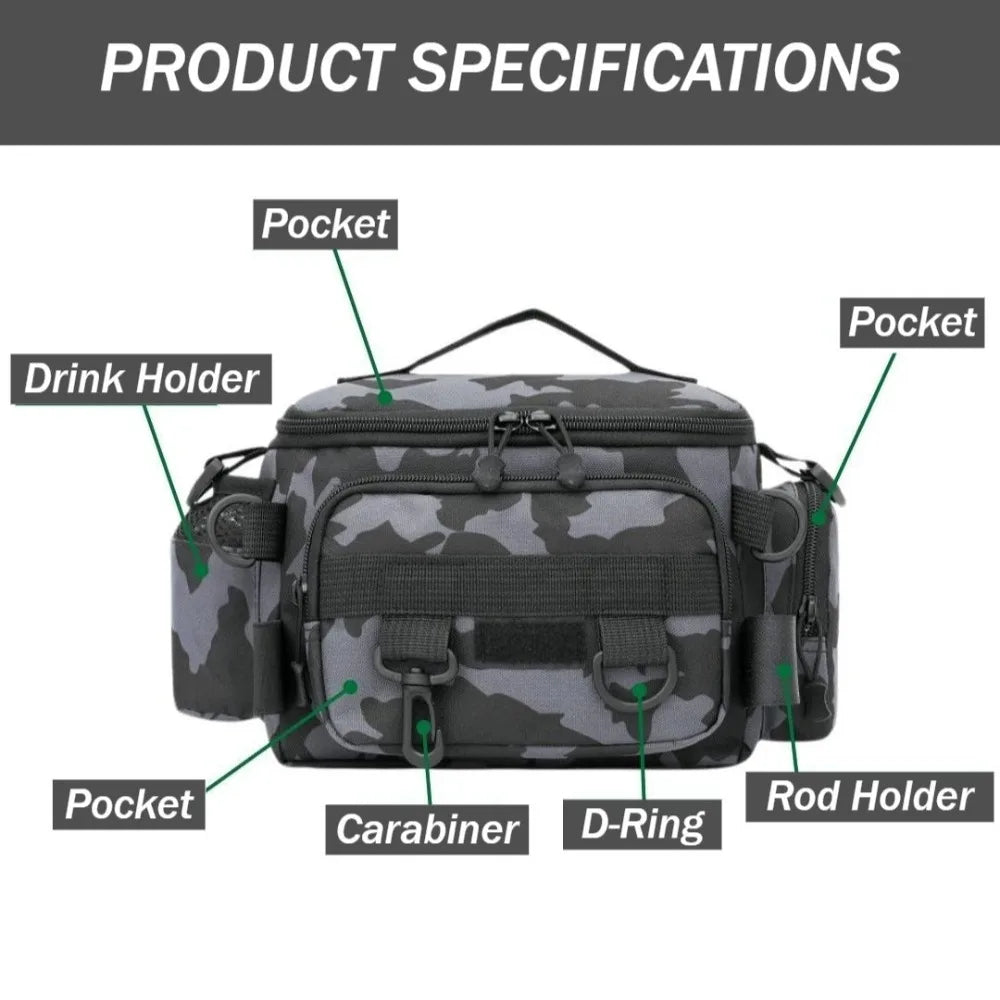 Wasserdichte Angel-Tasche aus Oxford mit vielen Fächern – clever-campen Ansicht 2
