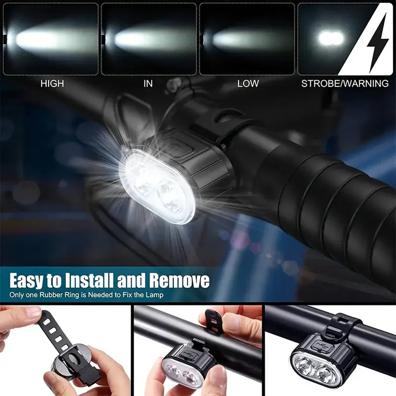 Wiederaufladbares LED Fahrradlicht Set für Vorder – clever-campen Ansicht 4