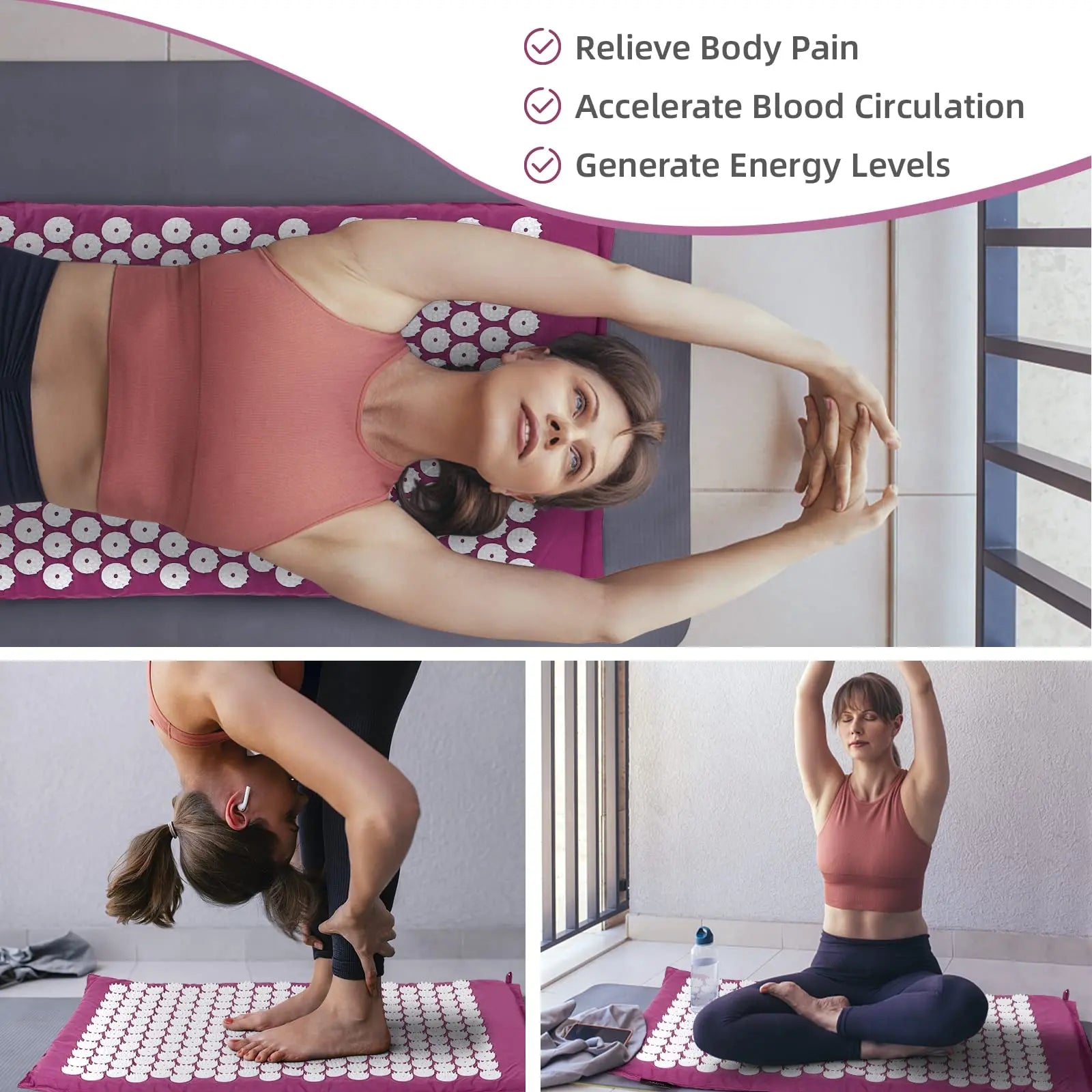 Akupressurmatte & Kissen Set für Entspannung & Yoga – clever-campen Ansicht 5