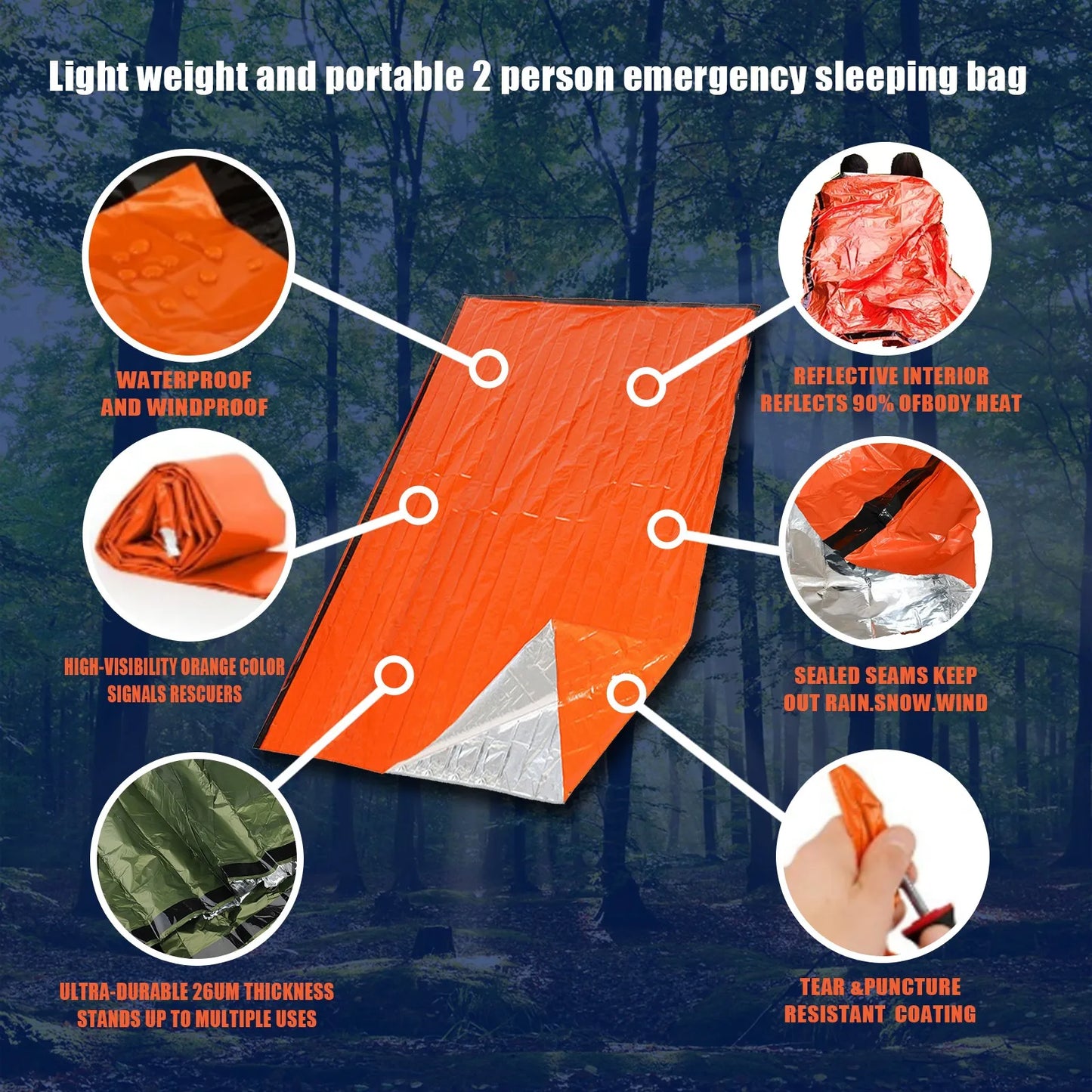 Tragbar Wasserfestes Notfall Schlafsack – clever-campen Ansicht 6