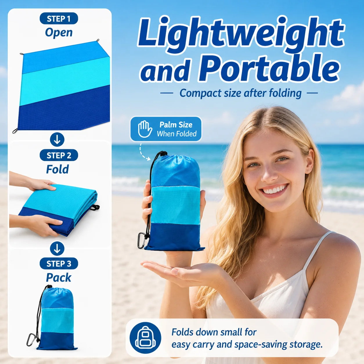 Leichte Stranddecke für 2-8 Personen – Sandfrei – clever-campen Ansicht 3
