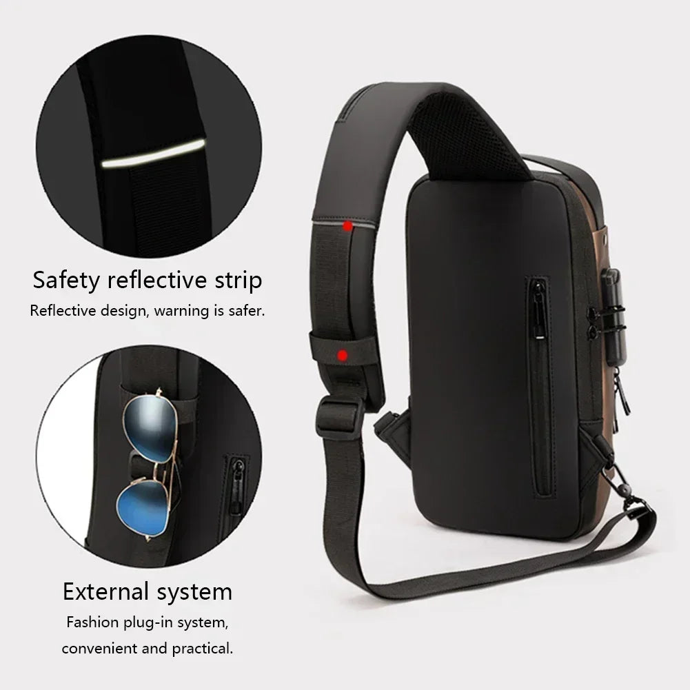 Multifunktionale Designer Anti-Diebstahl USB Schultertasche – clever-campen Ansicht 5