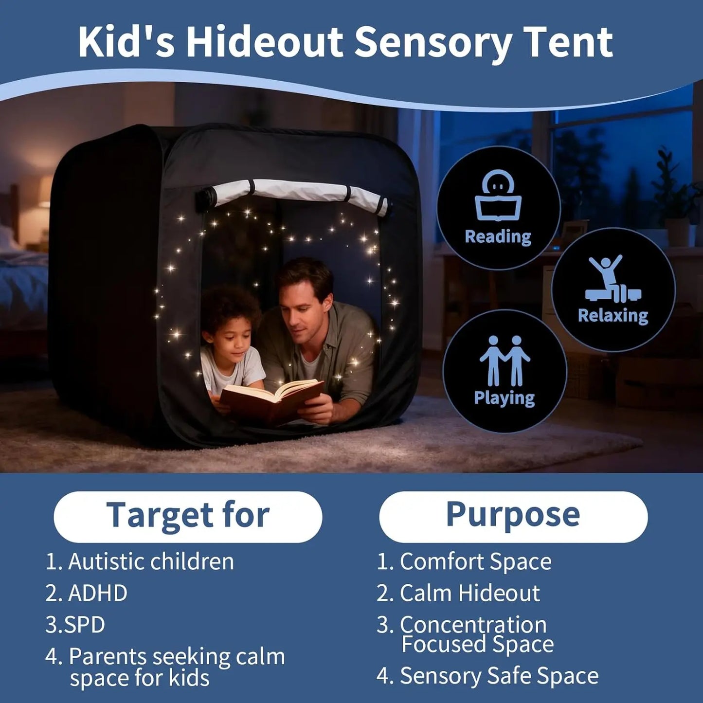 Kleinkind-Zelt 37,4 Zoll - Portabels Pop-up Spielzelt – clever-campen Ansicht 2