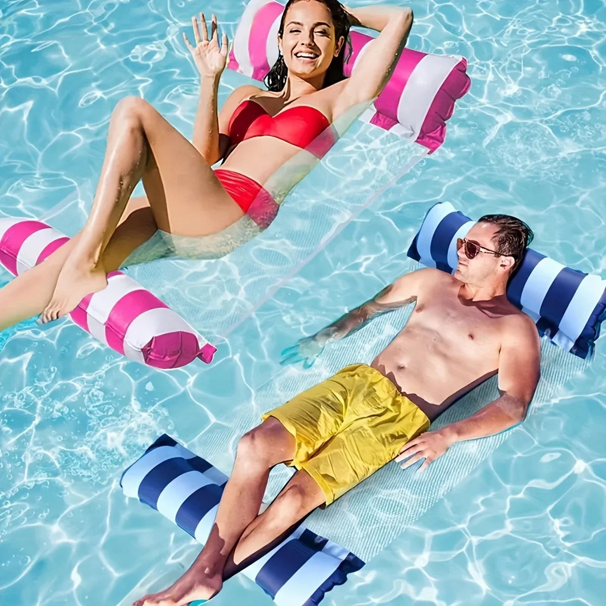 Faltbarer Gestreifter Aufblasbarer Liegestuhl für Strand – clever-campen Ansicht 6