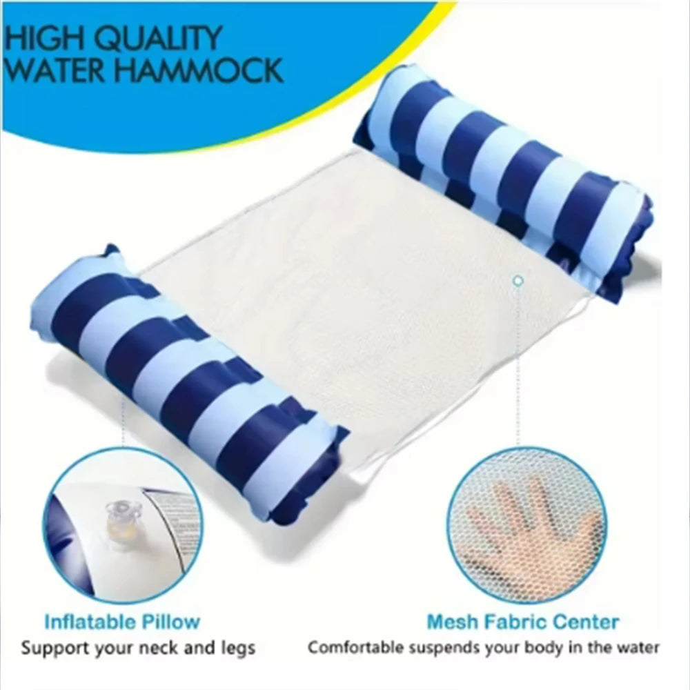 Aufblasbare Wasser-Hängematte gestreift – Faltbar für Pool – clever-campen Ansicht 2