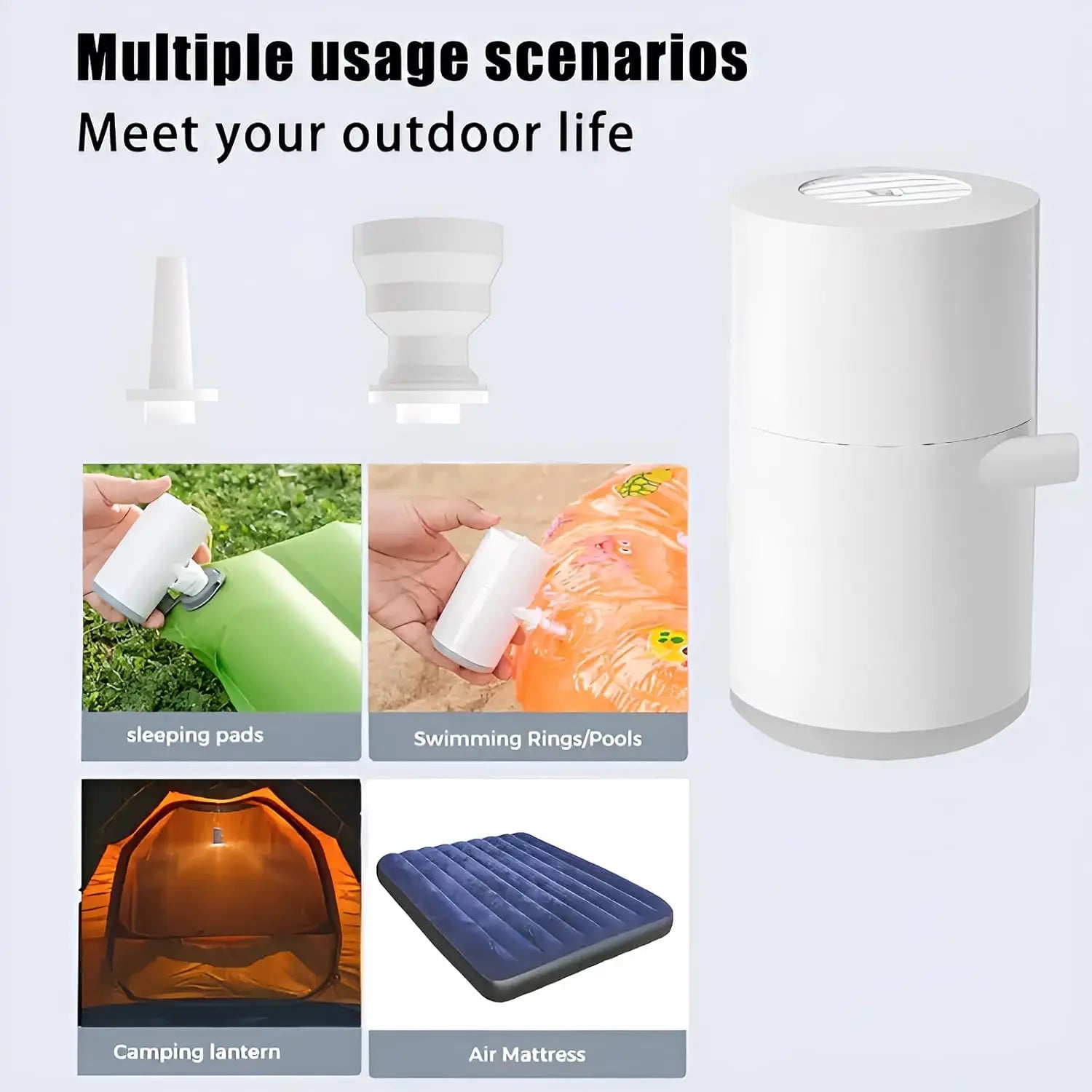 Kompakte Luftmatratzen-Pumpe mit SOS-Lampe – Wiederaufladbar – clever-campen Ansicht 4