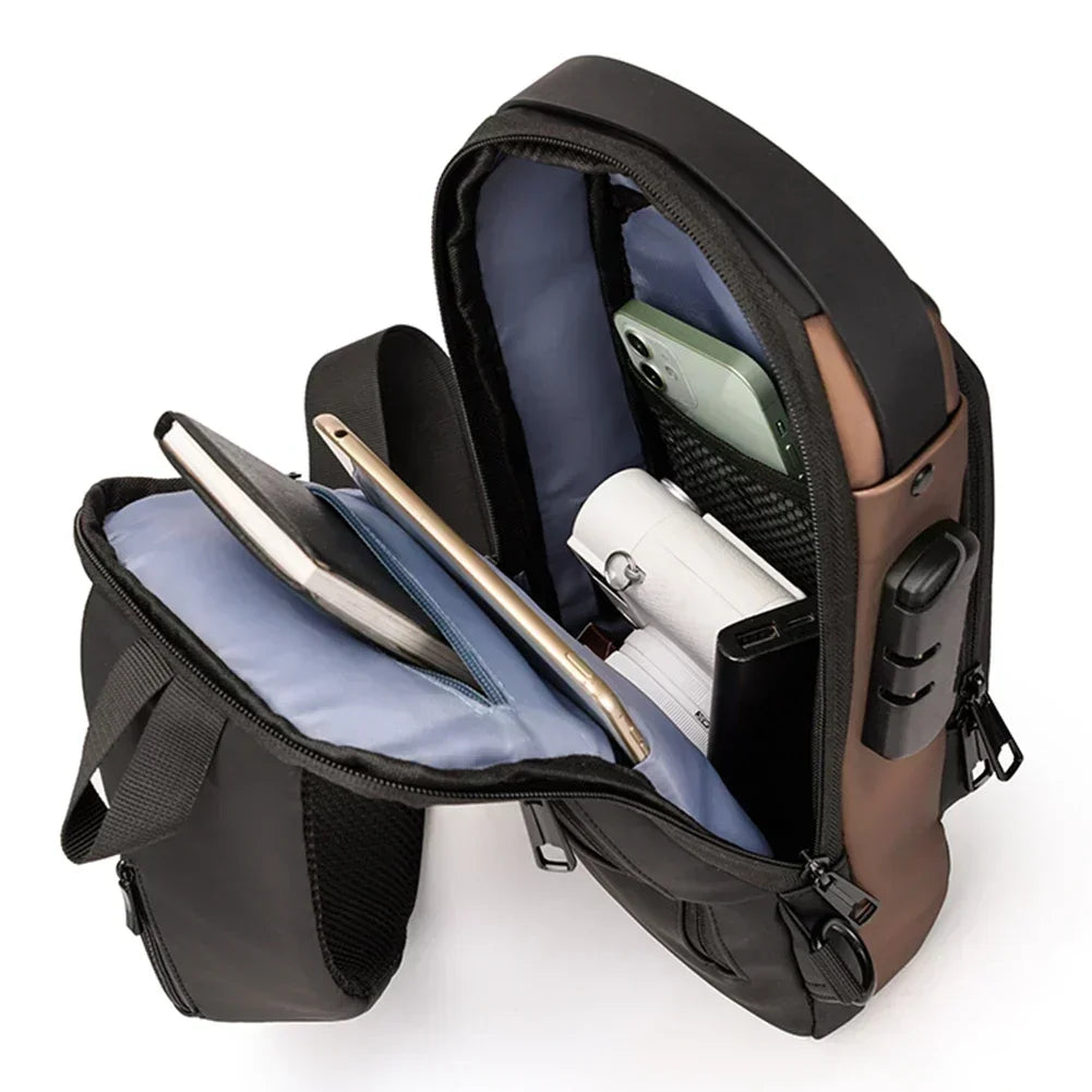 Multifunktionale Designer Anti-Diebstahl USB Schultertasche – clever-campen Ansicht 6