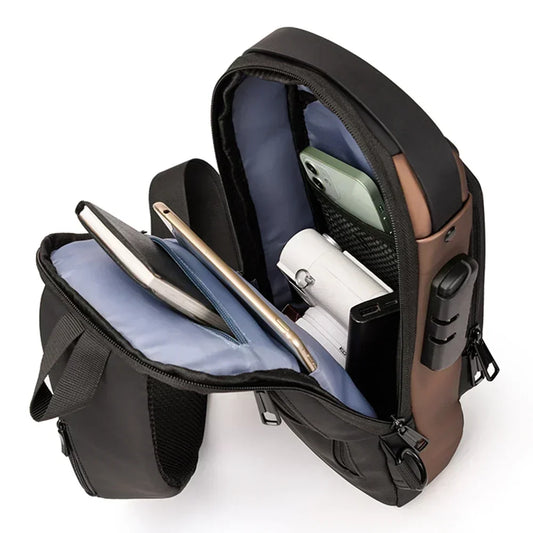 Multifunktionale Designer Anti-Diebstahl USB Schultertasche – clever-campen Ansicht 6