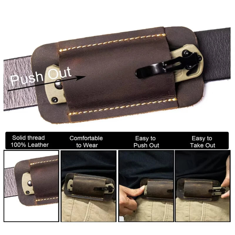 Echtes Leder EDC Klappmesser Tasche für Outdoor – clever-campen Ansicht 2