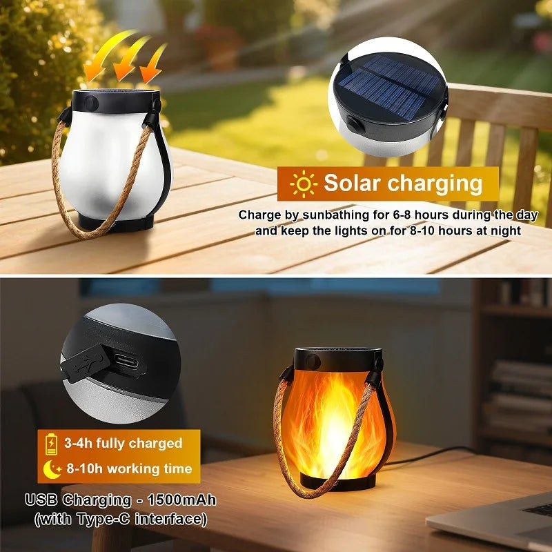 Solarbetriebene Campinglaterne mit Flammeneffekt – clever-campen Ansicht 5