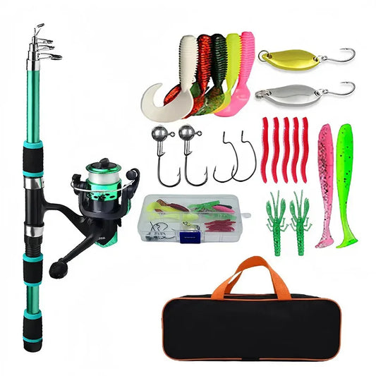 Angelset mit Teleskoprute und Spinnrolle – clever-campen Ansicht 2
