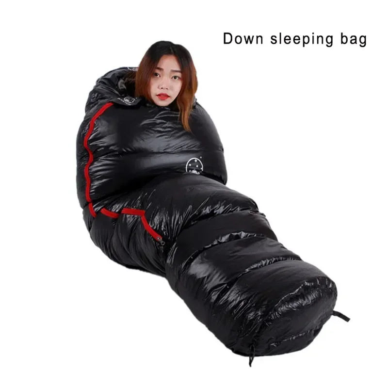 Wärmer Schlafsack aus Gänsedaunen für Winter-Camping – clever-campen Ansicht 3