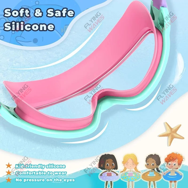 Bunte Kinder-Schwimmbrille mit breitem Sichtfeld – clever-campen Ansicht 4