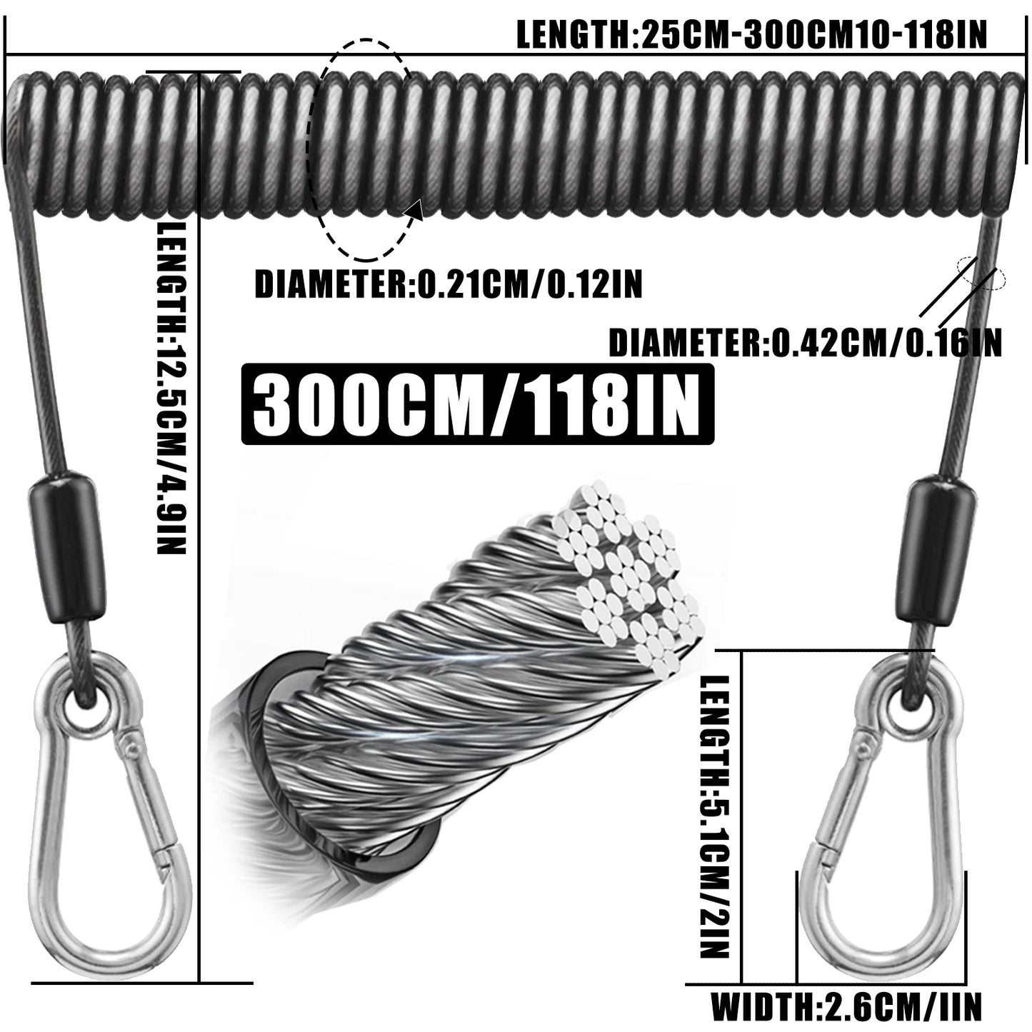 SAMOLLA Heavy-Duty Angellanyard aus Edelstahl 1.5-3M – clever-campen Ansicht 6