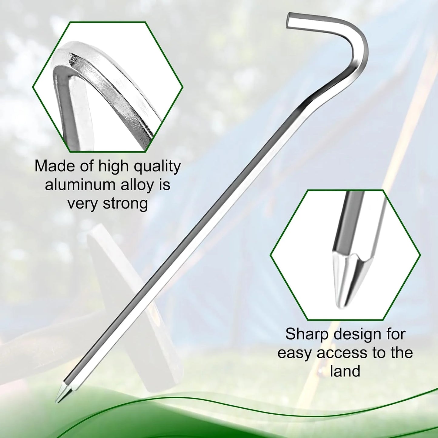 Leichte Zeltpflöcke aus Aluminium 18 cm für Camping – clever-campen Ansicht 2