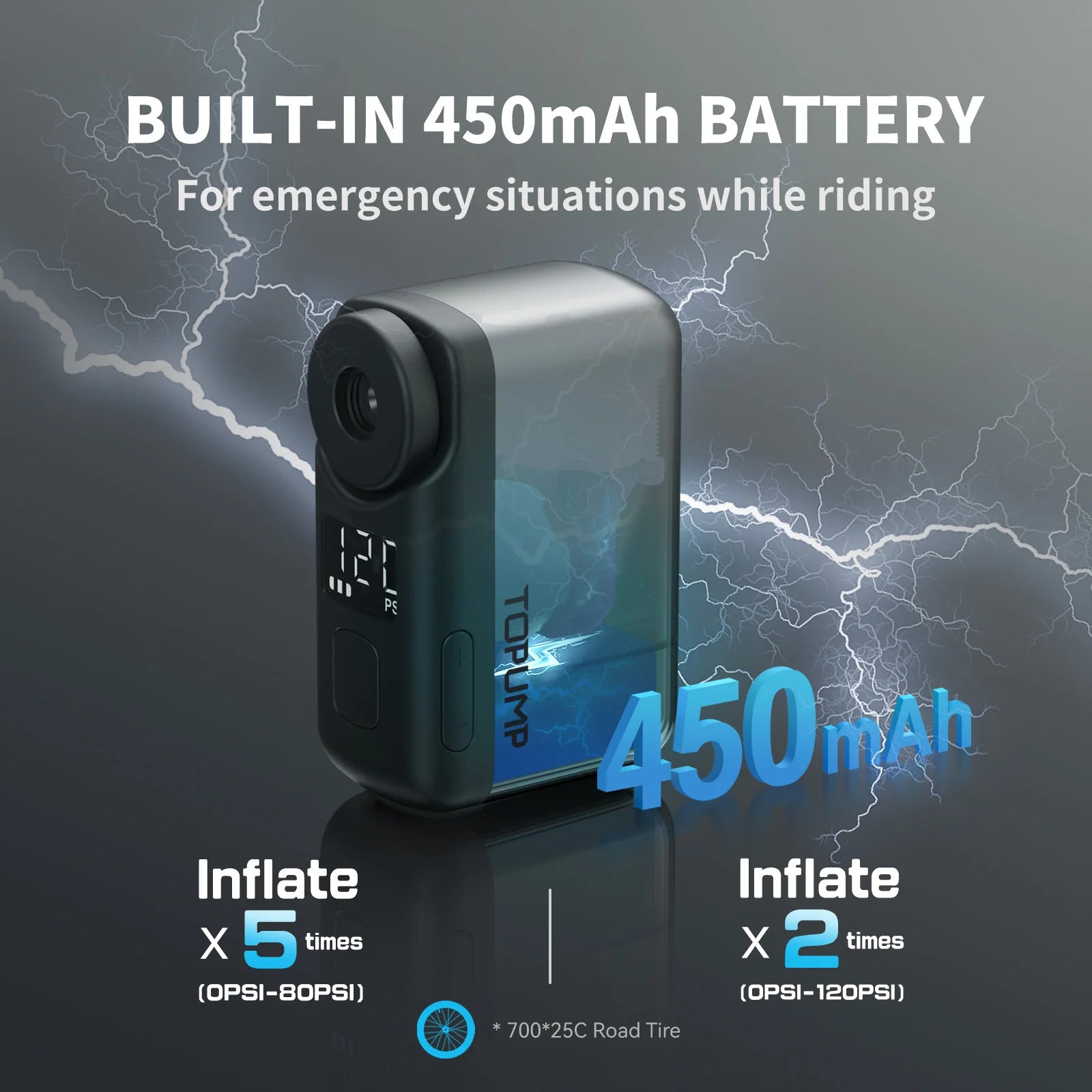 Mini Fahrradpumpe mit LED-Display 120PSI Akku – clever-campen Ansicht 4