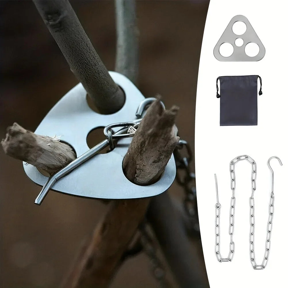 Tragbares Edelstahl Camping Tripod für BBQ und Kochen – clever-campen Ansicht 2